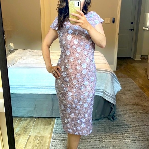 Dress The Population Beaded Floral Midi Dress - Picture 1 of 7